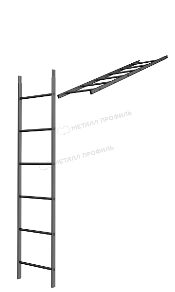 Лестница кровельная стеновая дл. 1860 мм без кронштейнов (9005) ― где приобрести в Ульяновске? У нас!