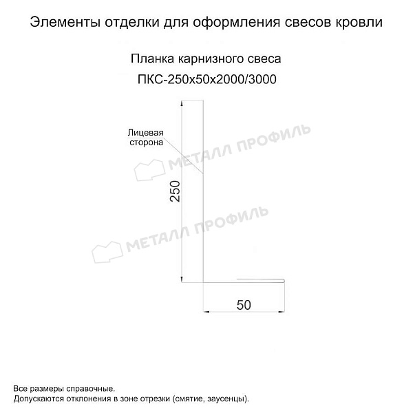 Планка карнизного свеса 250х50х2000 (PURETAN Д-20-7005\7005-0.5) ― заказать недорого в Ульяновске.